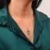 Χρυσός γυναικείος σταυρός Κ14 με πράσινα ζιργκόν και αλυσίδα